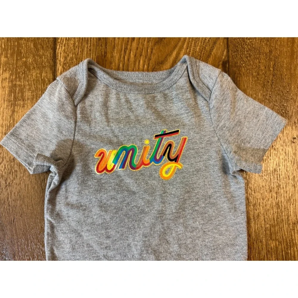 Cat & Jack Bodysuit 6/9 Months Unity Inclusion Rainbow Short Sleeve Romper 1 PC